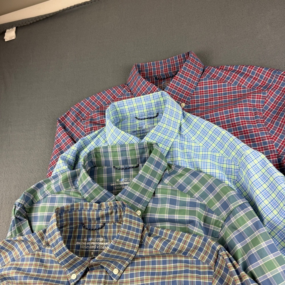 Vineyard Vines Shirt Men's S Plaid OTG On The Go Performance Stretch Lot of 4